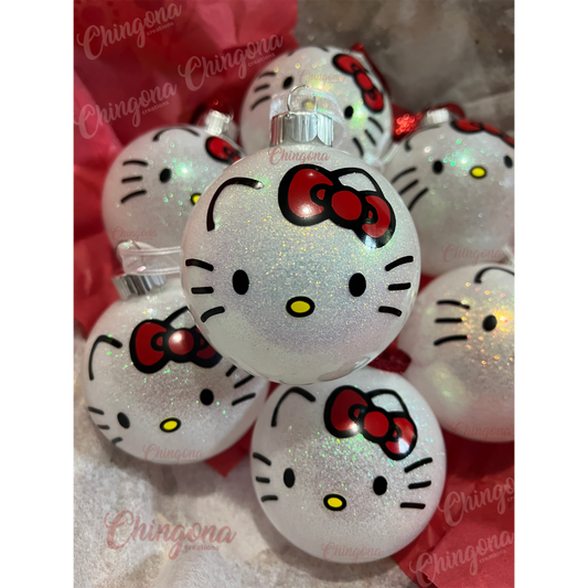 Glittered Kitty Glass Ornament
